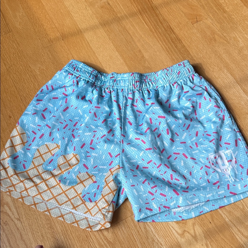 Men's Ice Cream Patterned Athletic Shorts - Blue and Pink